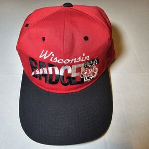 Wisconsin Badgers Hat Adult Snapback Adjustable #1 Apparel Red Black Cap